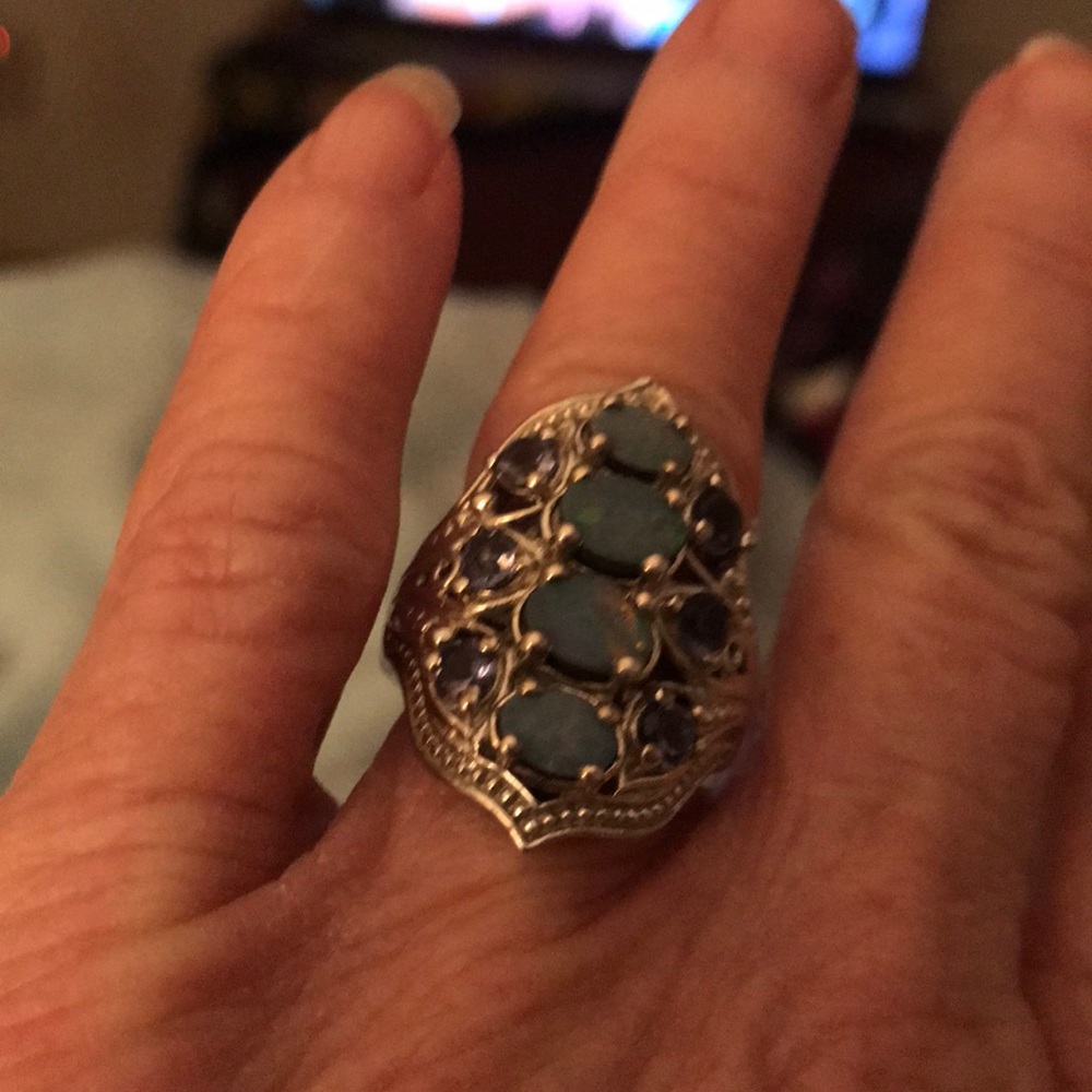 Blue opal ring/// silver - Picture 3 of 5